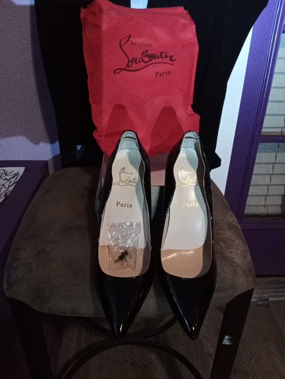 Christian Louboutin Black Patent Pointed Toe Pumps